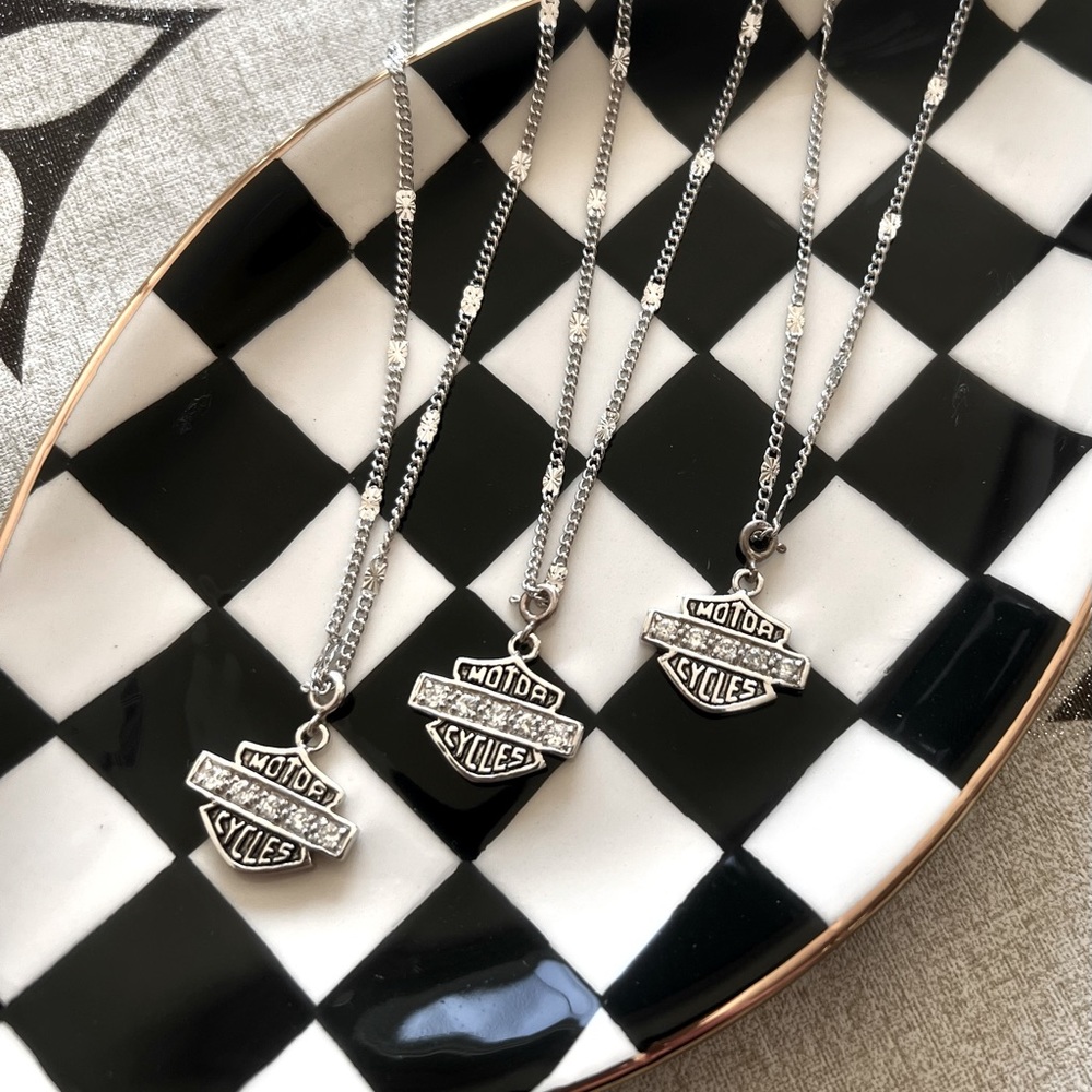 Set of 3 Motor Cycles Biker Necklace Charm